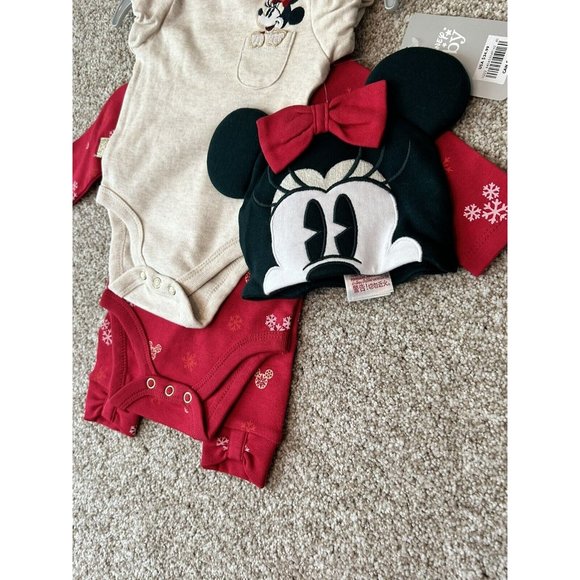 Disney Store Baby Minnie Mouse Body Suit Holiday Set 0-3mo - Picture 3 of 6